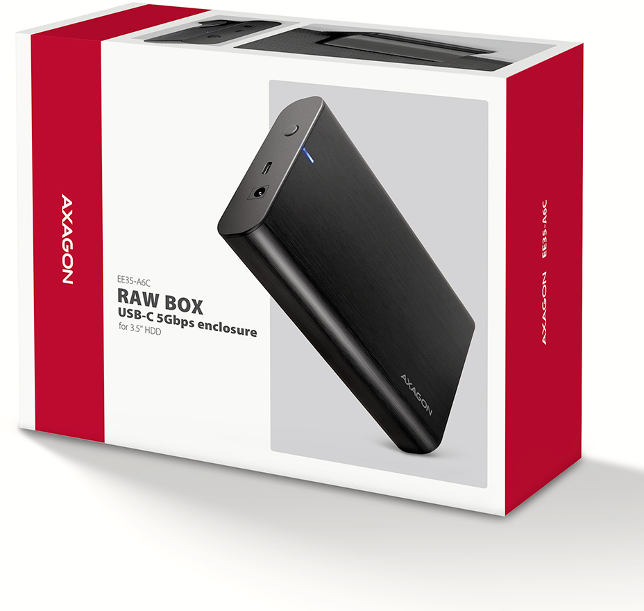 AXAGON - Caja HDD Externa AXAGON EE35-A6C USB-C 3.2 Gen 1 - SATA 6G, 3.5" screwless Negra