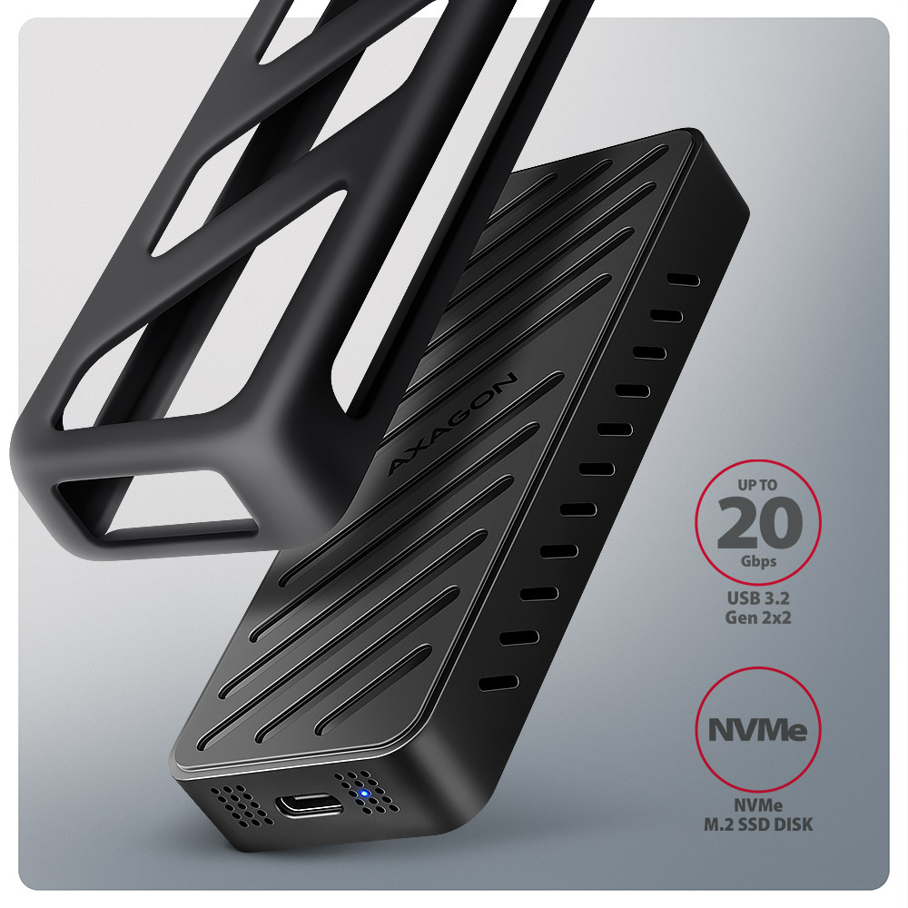 AXAGON - Caja Externo AXAGON EEM2-20G USB-C 20Gbps - M.2 NVMe SSD ARMORED box