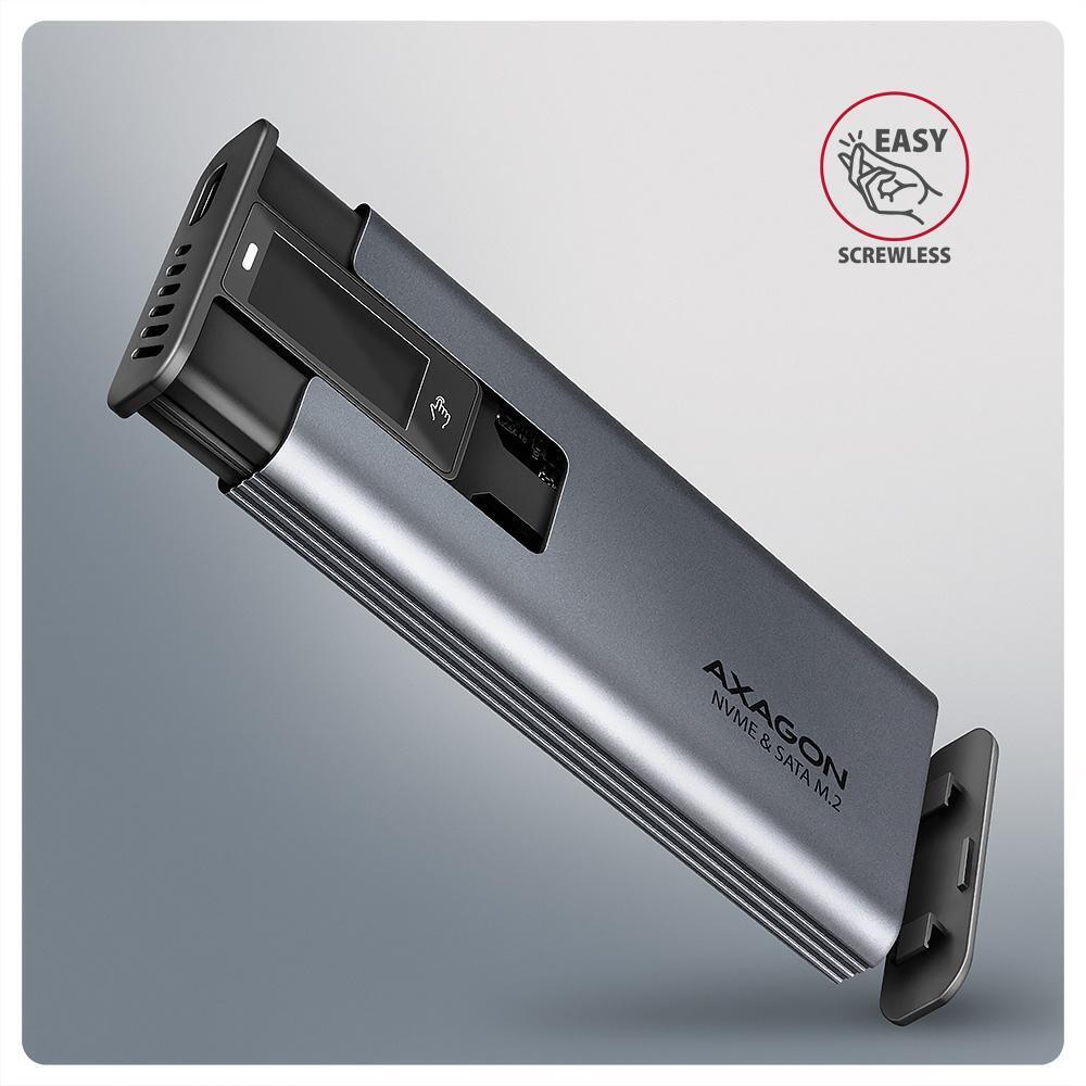 AXAGON - Caja Externa AXAGON EEM2-SD2 para M.2/SSD C/ Display USB-C 3.2 Gen2 - Silver