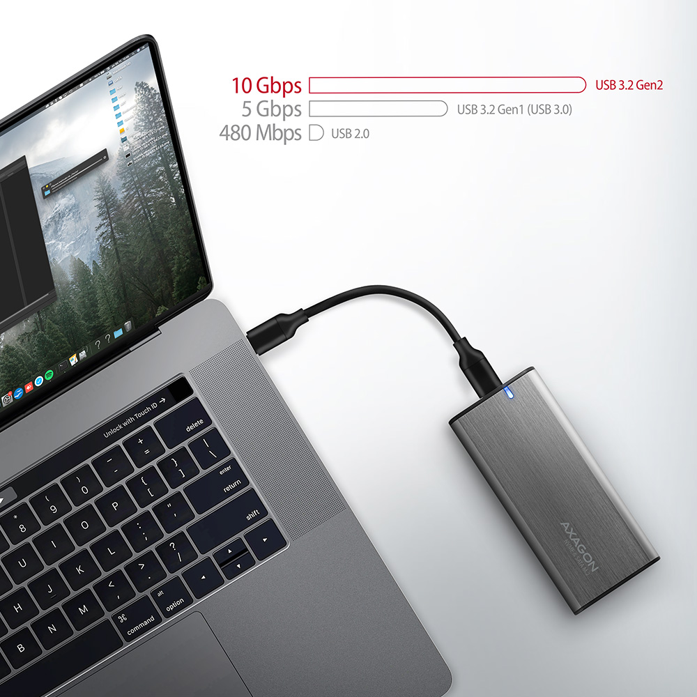 AXAGON - Caja Externa AXAGON EEM2-SG2 RAW BOX para SSDs M.2 USB-C 3.2 Gen 2 Silver