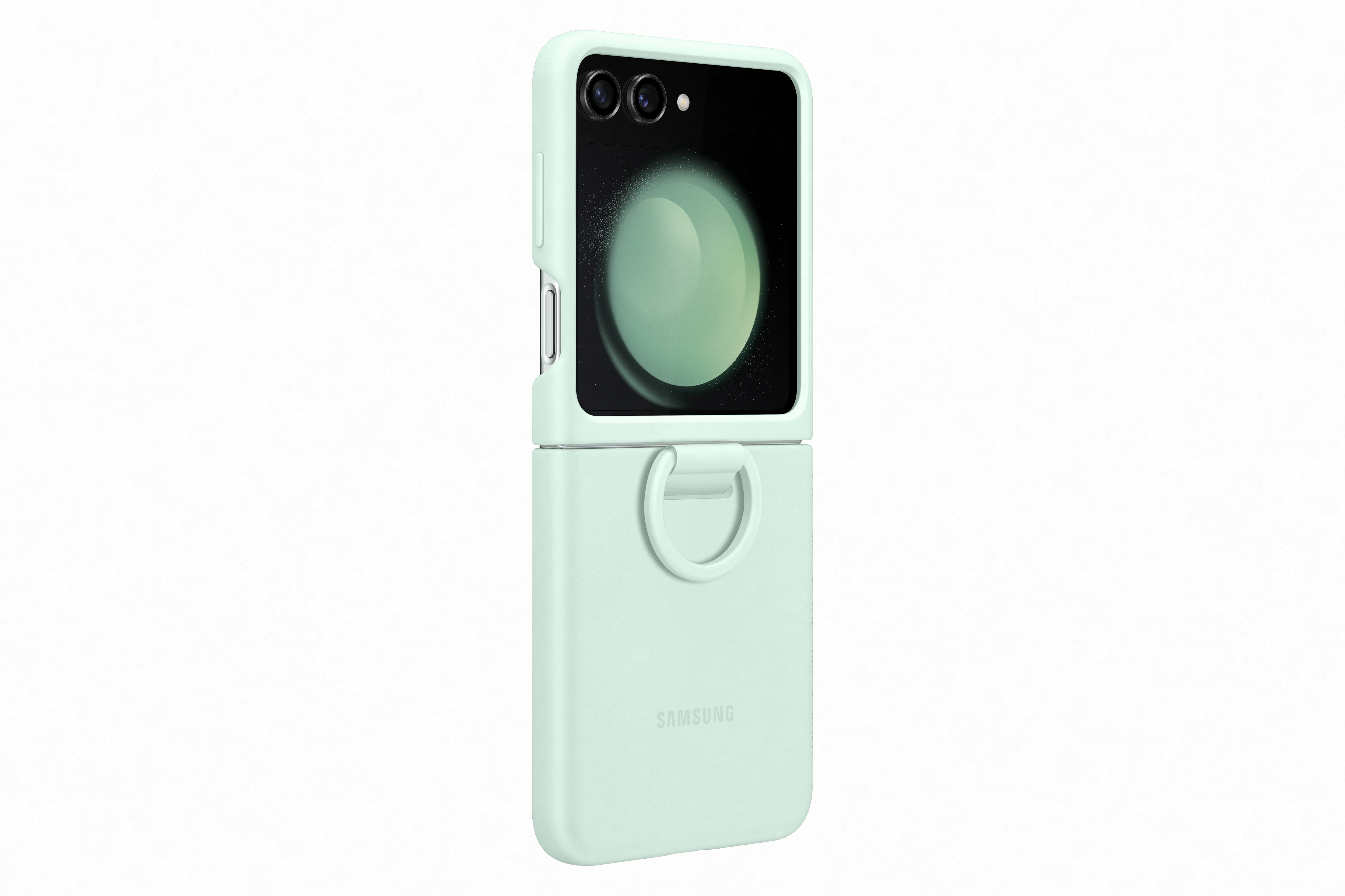 Samsung - Funda de Silicona Samsung Flip5 con anillo Verde Océano