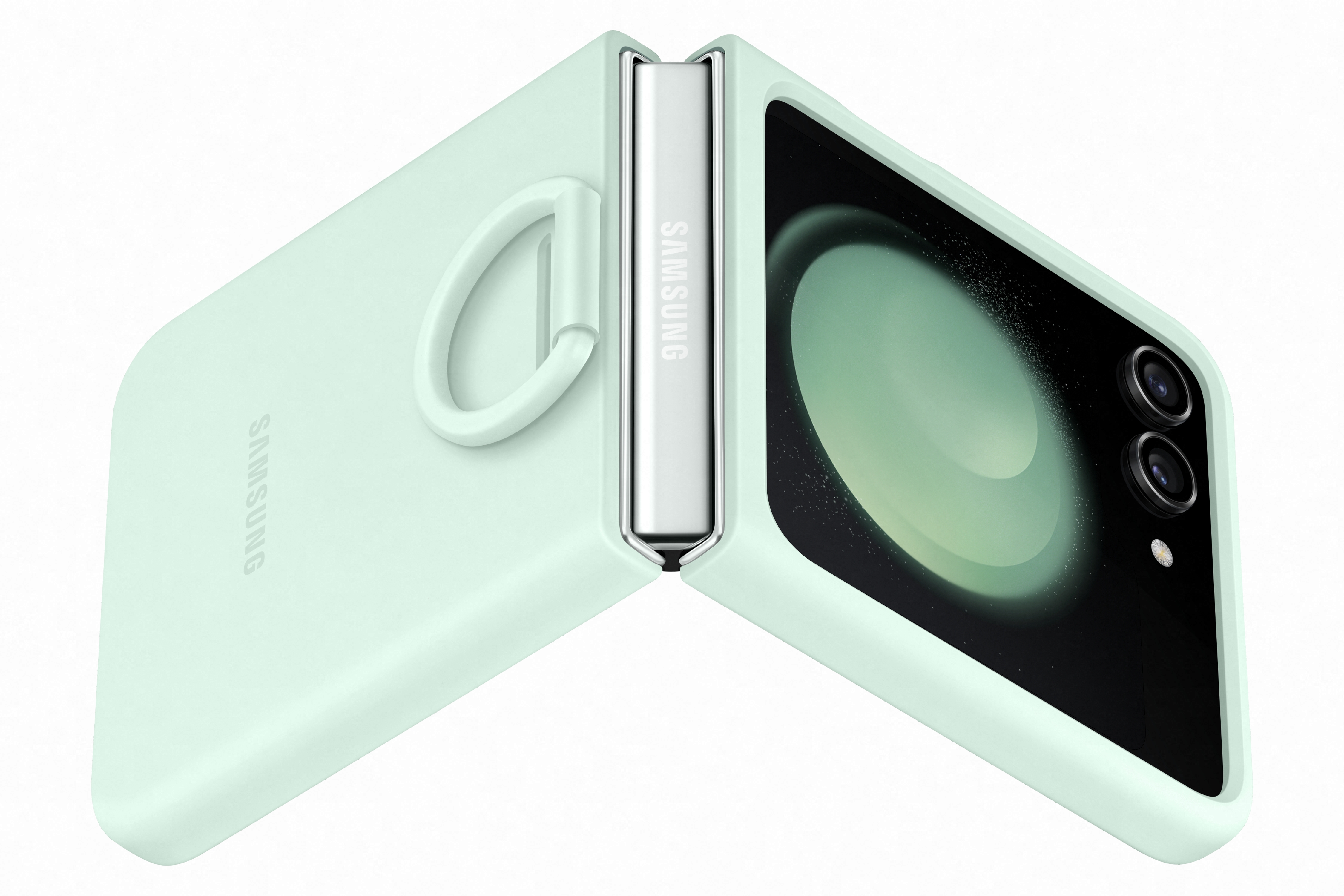 Samsung - Funda de Silicona Samsung Flip5 con anillo Verde Océano