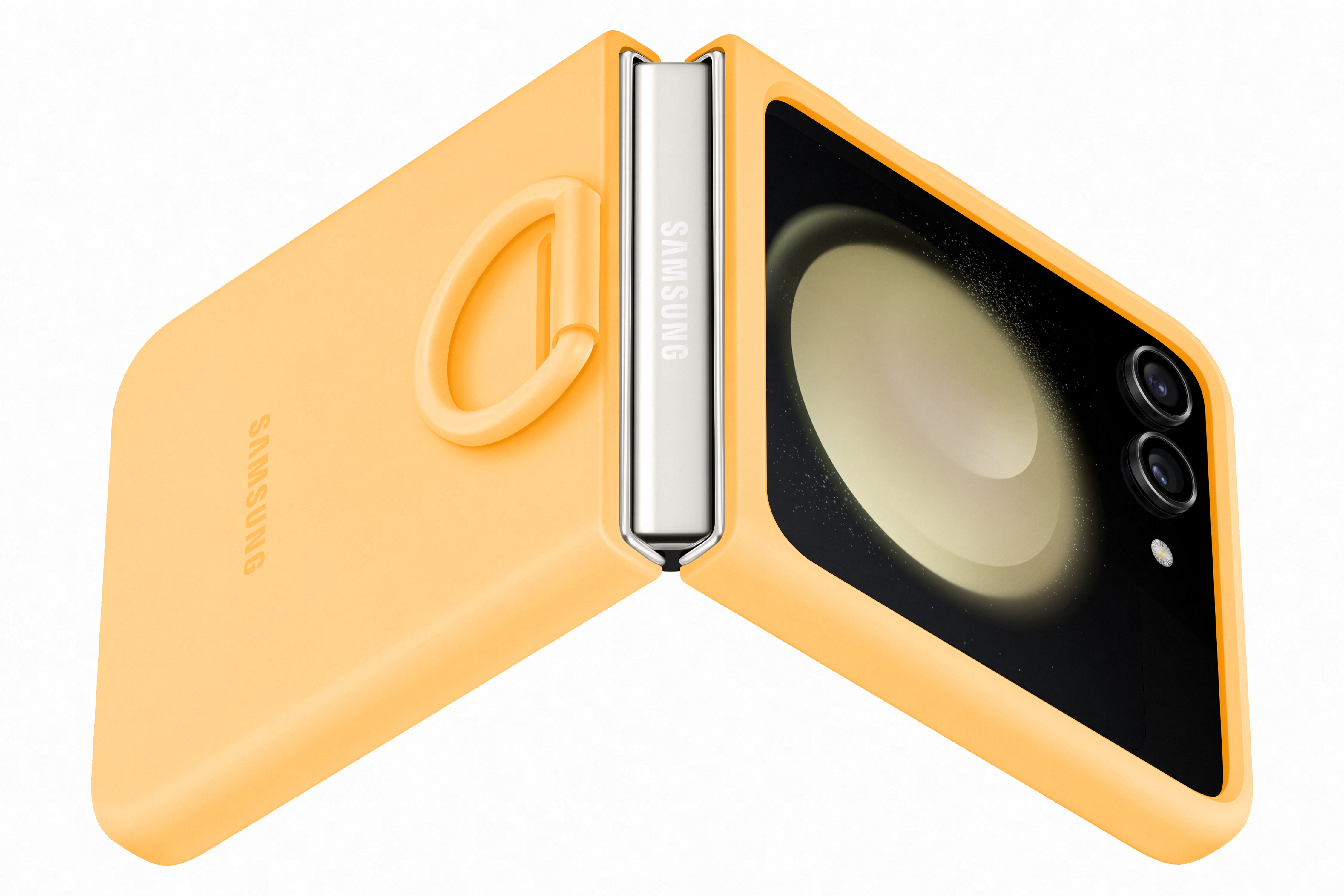 Samsung - Funda de Silicona Samsung Flip5 con anillo Naranja