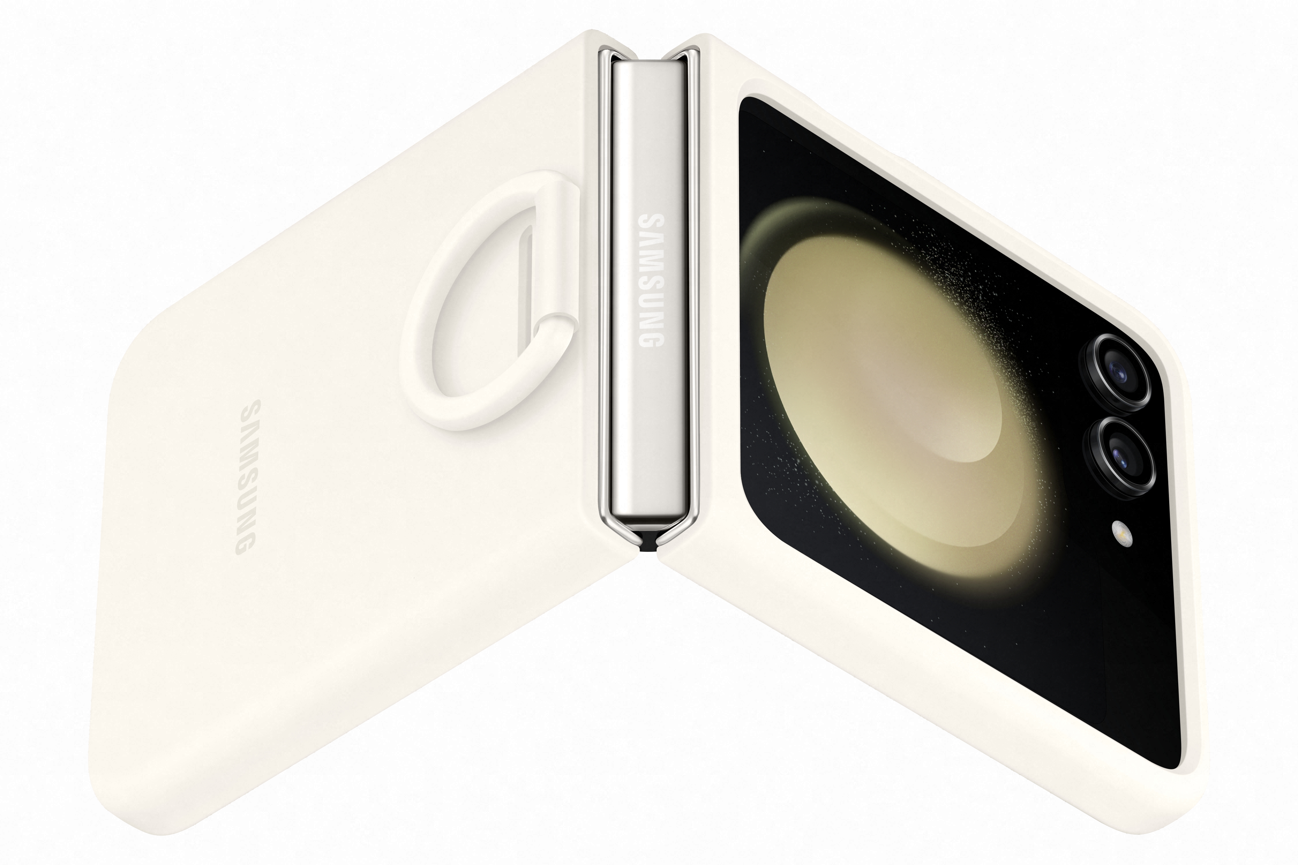 Samsung - Funda de Silicona Samsung Flip5 con anillo Crema