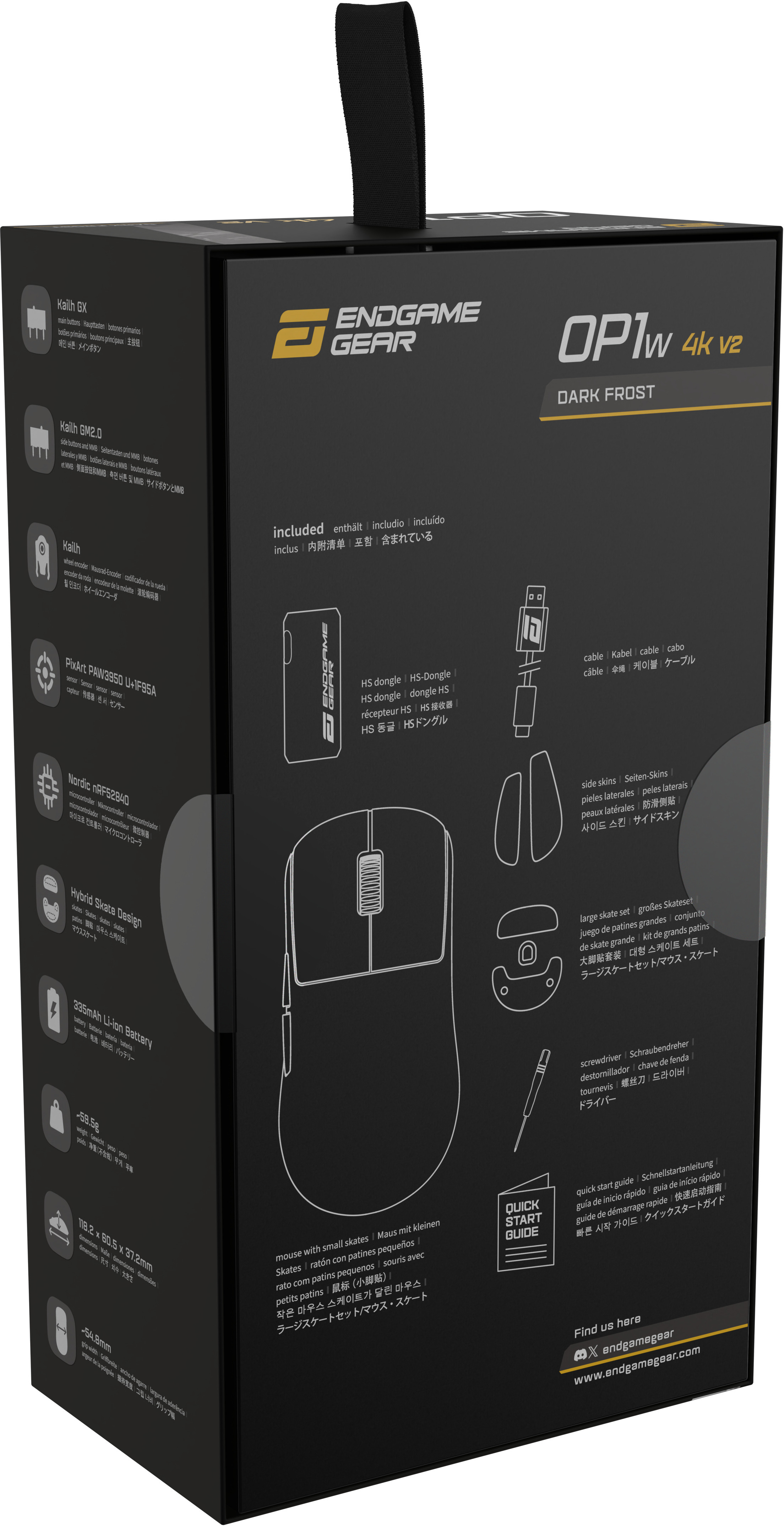 Endgame Gear - Ratón Gaming Endgame Gear OP1w 4k V2 Wireless Gaming Mouse - Dark Frost