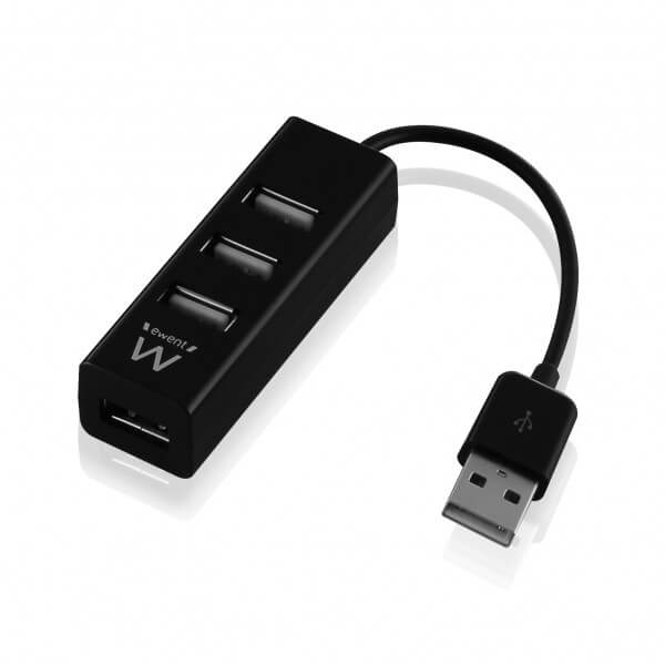 Mini HUB USB Ewent 2.0 de 4 Portas Negro