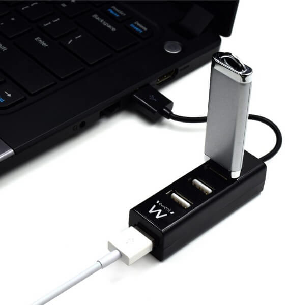 Ewent - Mini HUB USB Ewent 2.0 de 4 Portas Negro