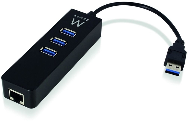 Ewent - Hub USB Ewent 3 Portas USB 3.1 Gen 1 + 1 Porta RJ45 Gigabit
