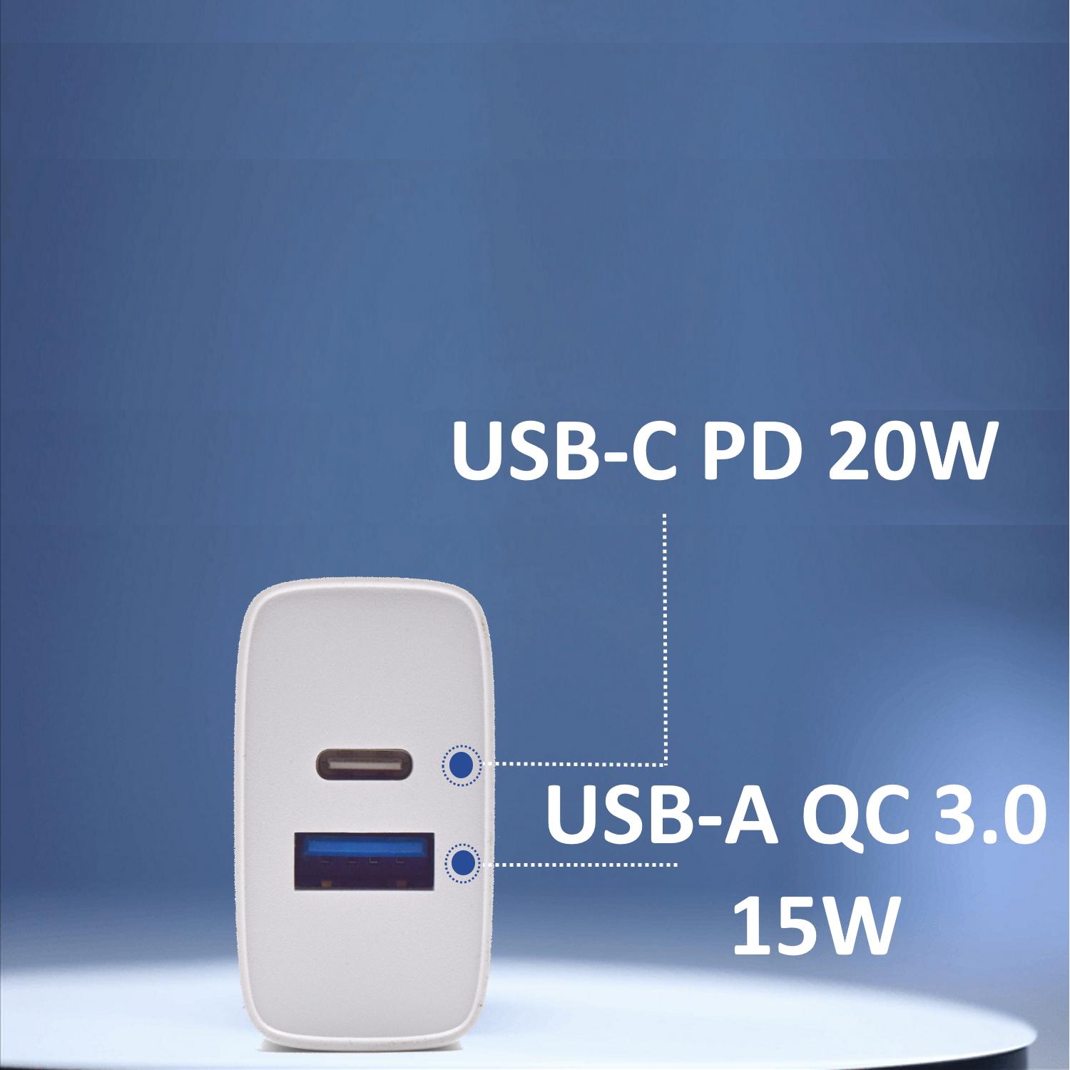 Ewent - Cargador Ewent USB-C / QC3.0 Fast Charger 20W Blanco