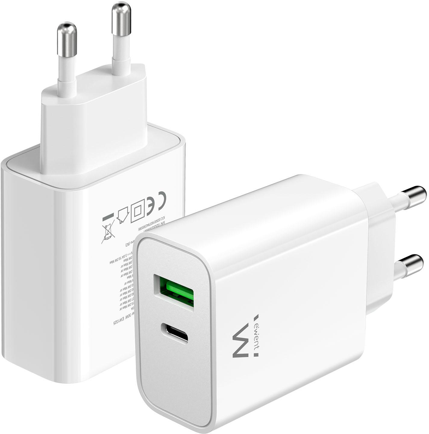 Ewent - Cargador Ewent USB-C/USB-A 30W QC 3.0 Blanco