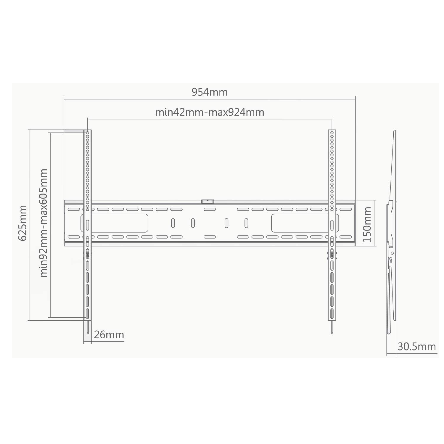 Ewent - Soporte de Pared 60" a 100" Ewent EW1504 Bracket Fixo XXL