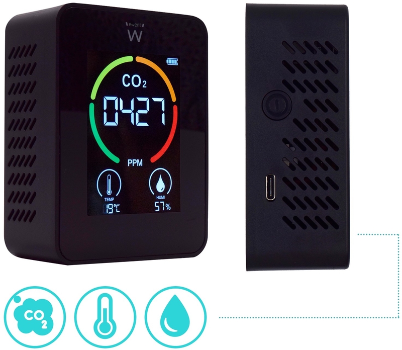 Ewent - Sensor de Qualidade do Ar Ewent - Medidor de CO2 , Temperatura y Humidade