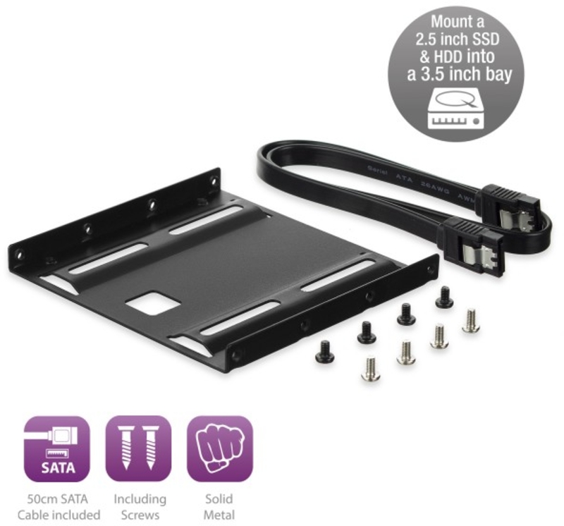 Ewent - Kit Adaptador Gigabit Ewent SSD/HDD 2.5" para 3.5" + Cable SATA + parafusos