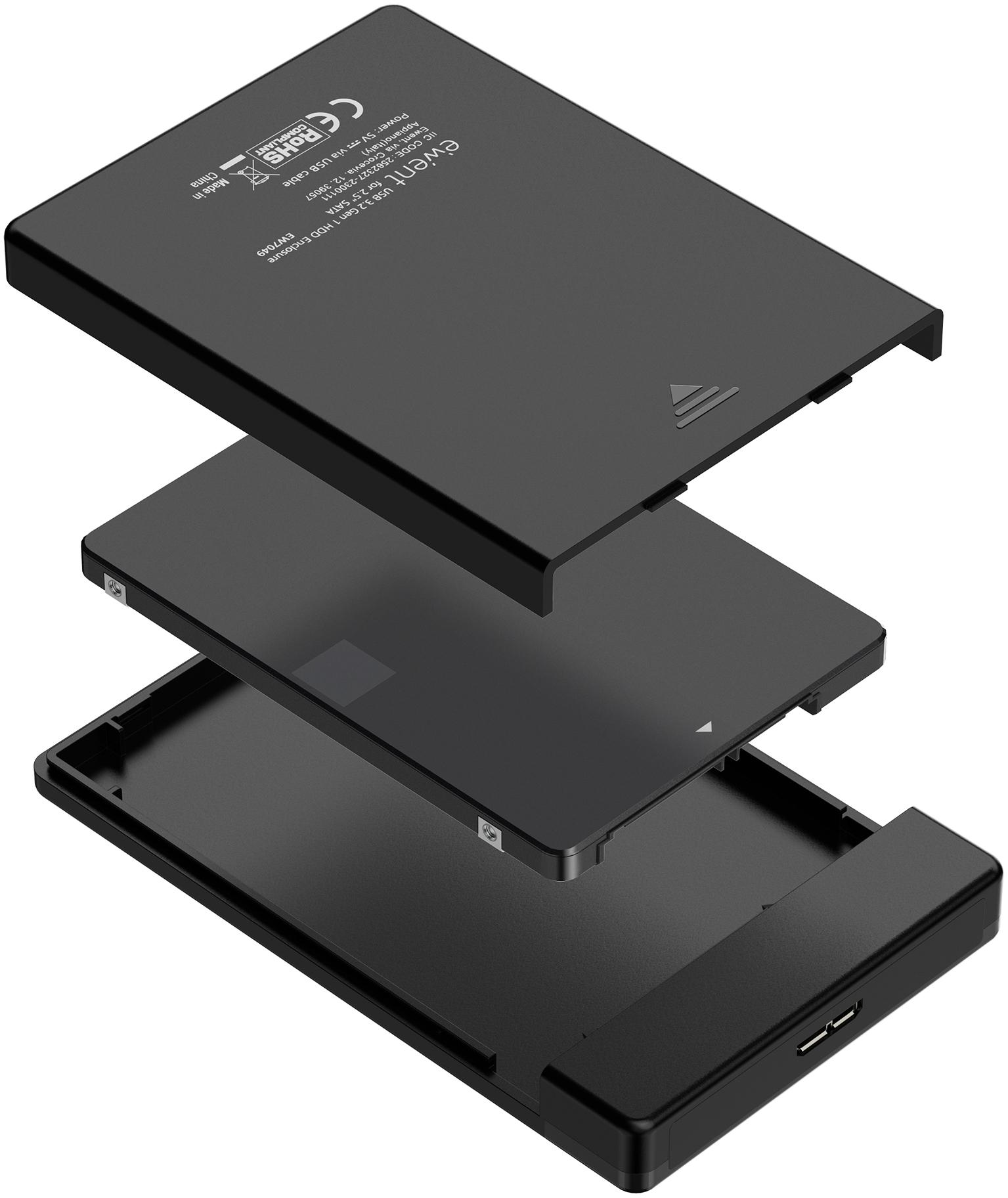 Ewent - Caja Externa 2.5" Ewent EW7049 USB 3.2 Gen 1 (USB 3.0) SATA HDD/SSD Negra