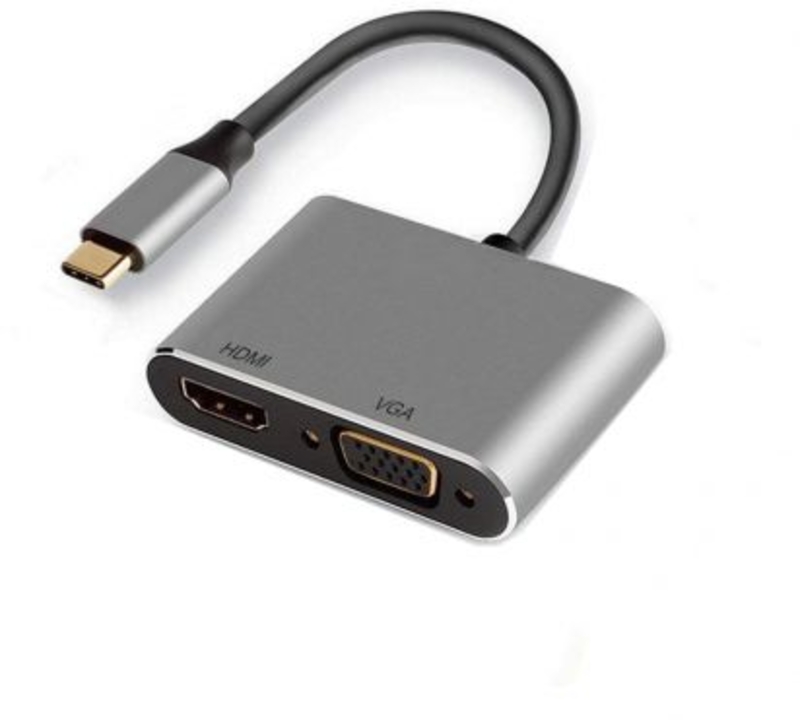Ewent - Adaptador Gigabit Ewent USB-C (Dual Display) para HDMI y VGA