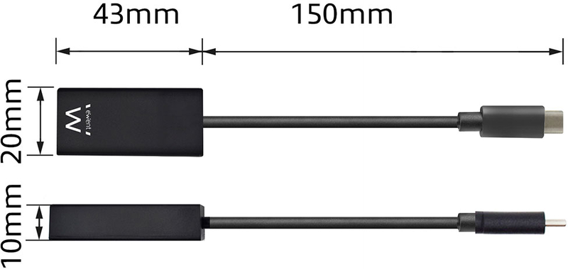Ewent - Cable Conversor Ewent USB C Macho para HDMI 4K Negro