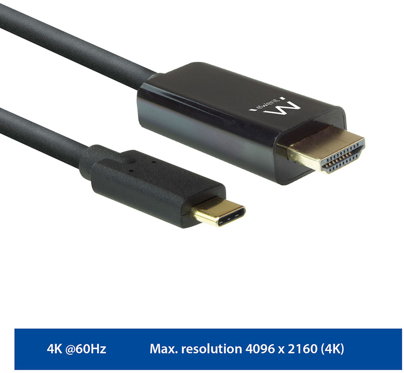 Ewent - Cable Conversor Ewent USB-C Macho para HDMI Macho 2 M Negro