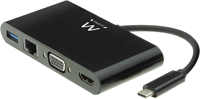 Docking Station Ewent USB-C para HDMI / VGA 4K + Ethernet + Hub USB