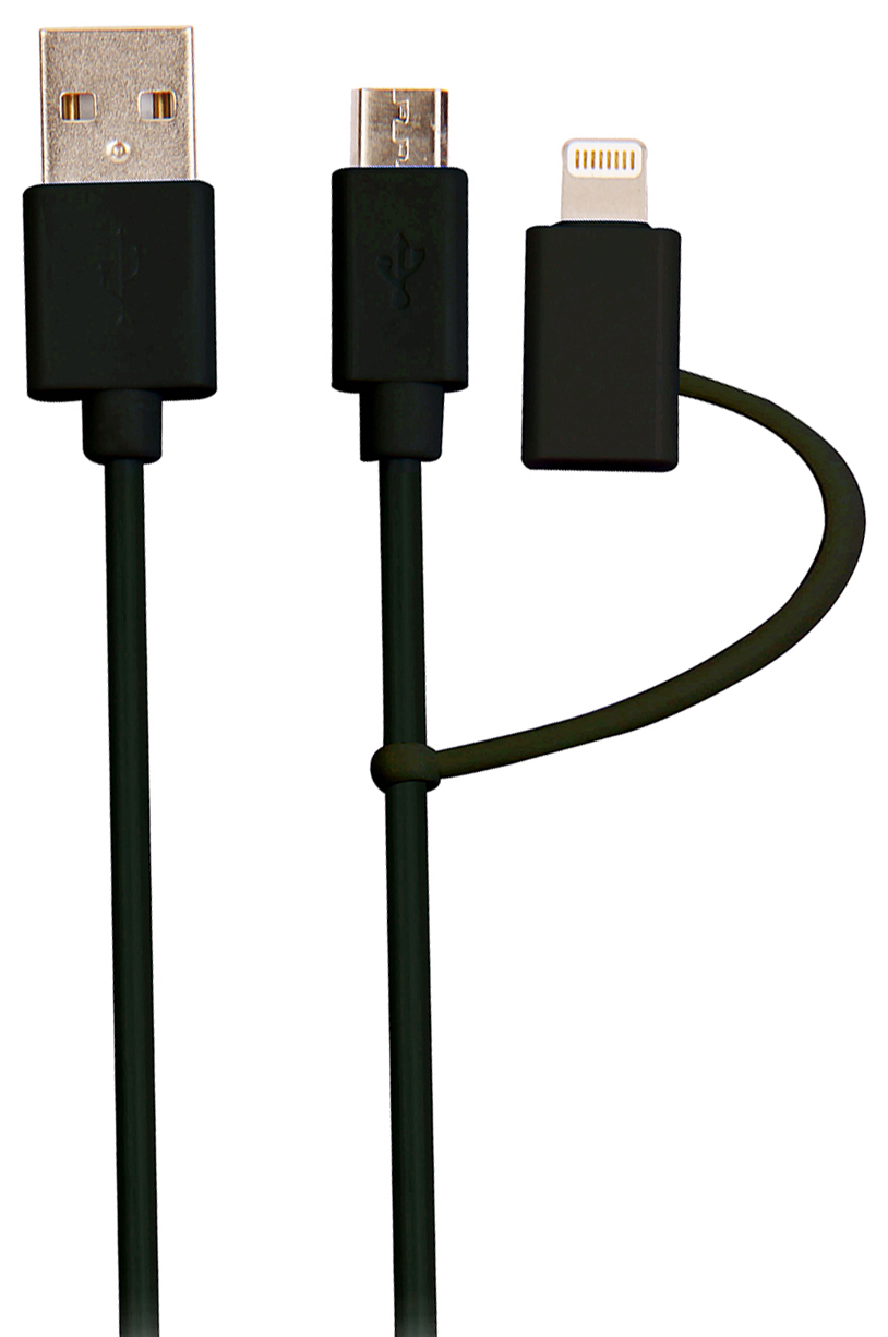 Cable de Carga/Sincronização Ewent 2 em 1 Lightning + Micro USB 1 M Negro