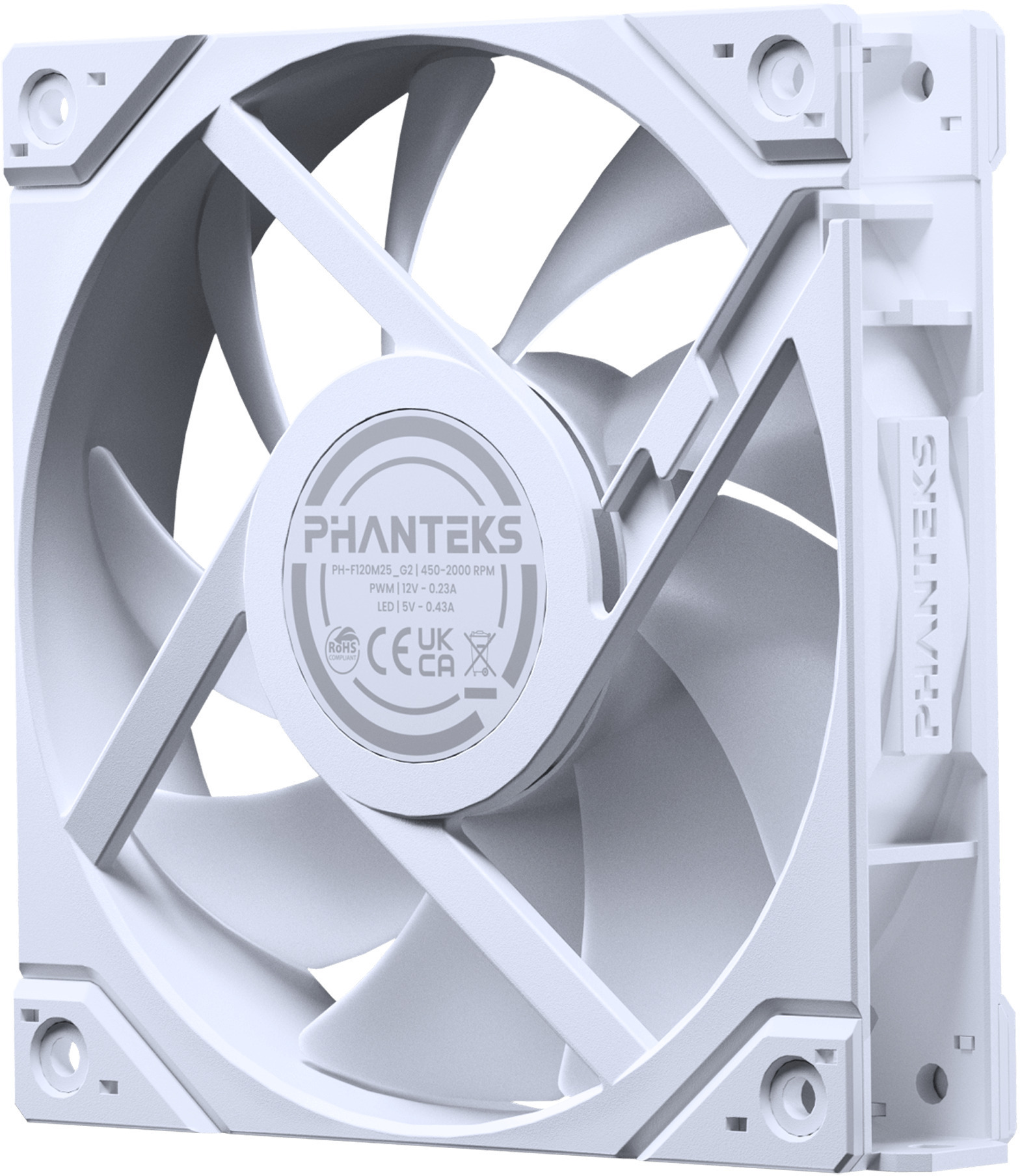 Phanteks - Ventilador Phanteks M25 Gen2 PWM Reverse Airflow D-RGB 120mm Blanco