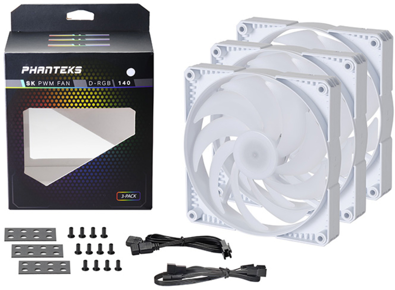 Phanteks - Ventilador Phanteks SK PWM D-RGBBlanco Pack 3 - 140mm