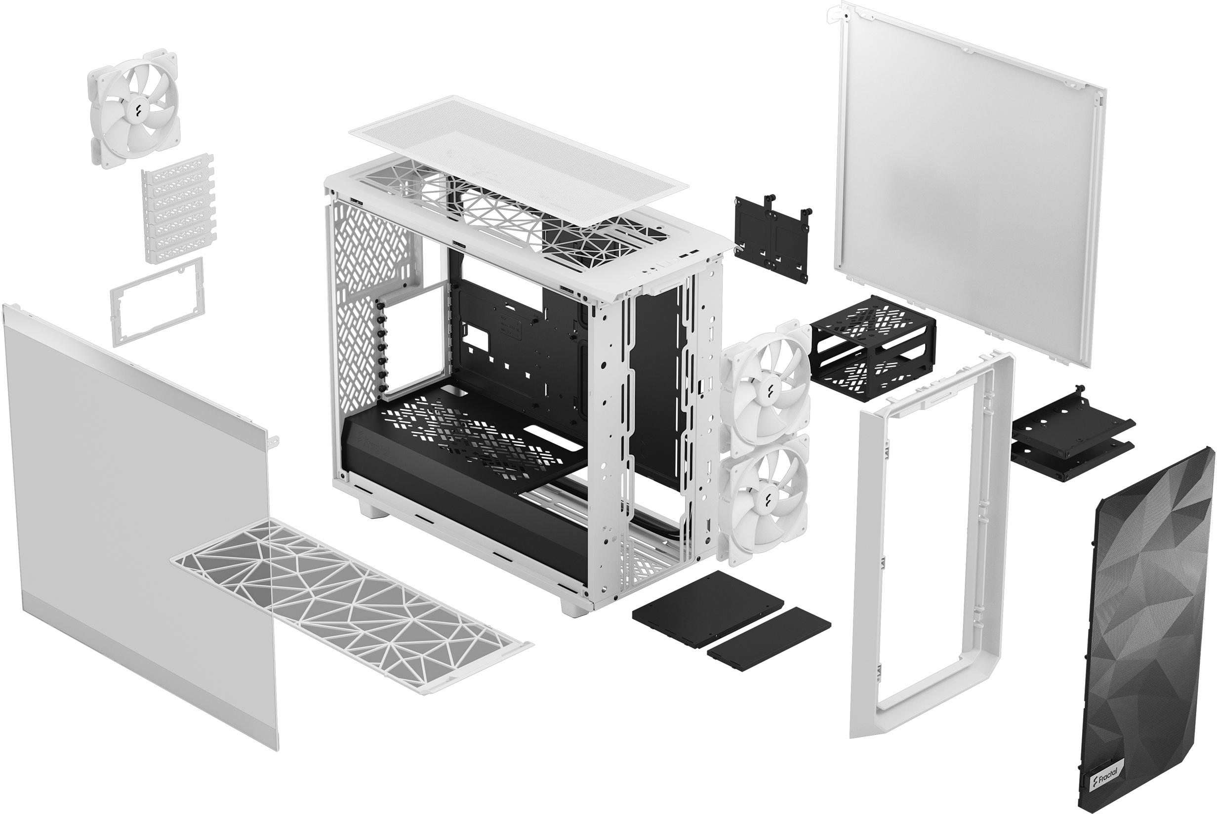 Fractal Design - Torre E-ATX Fractal Design Meshify 2 Lite White TG Clear Tint