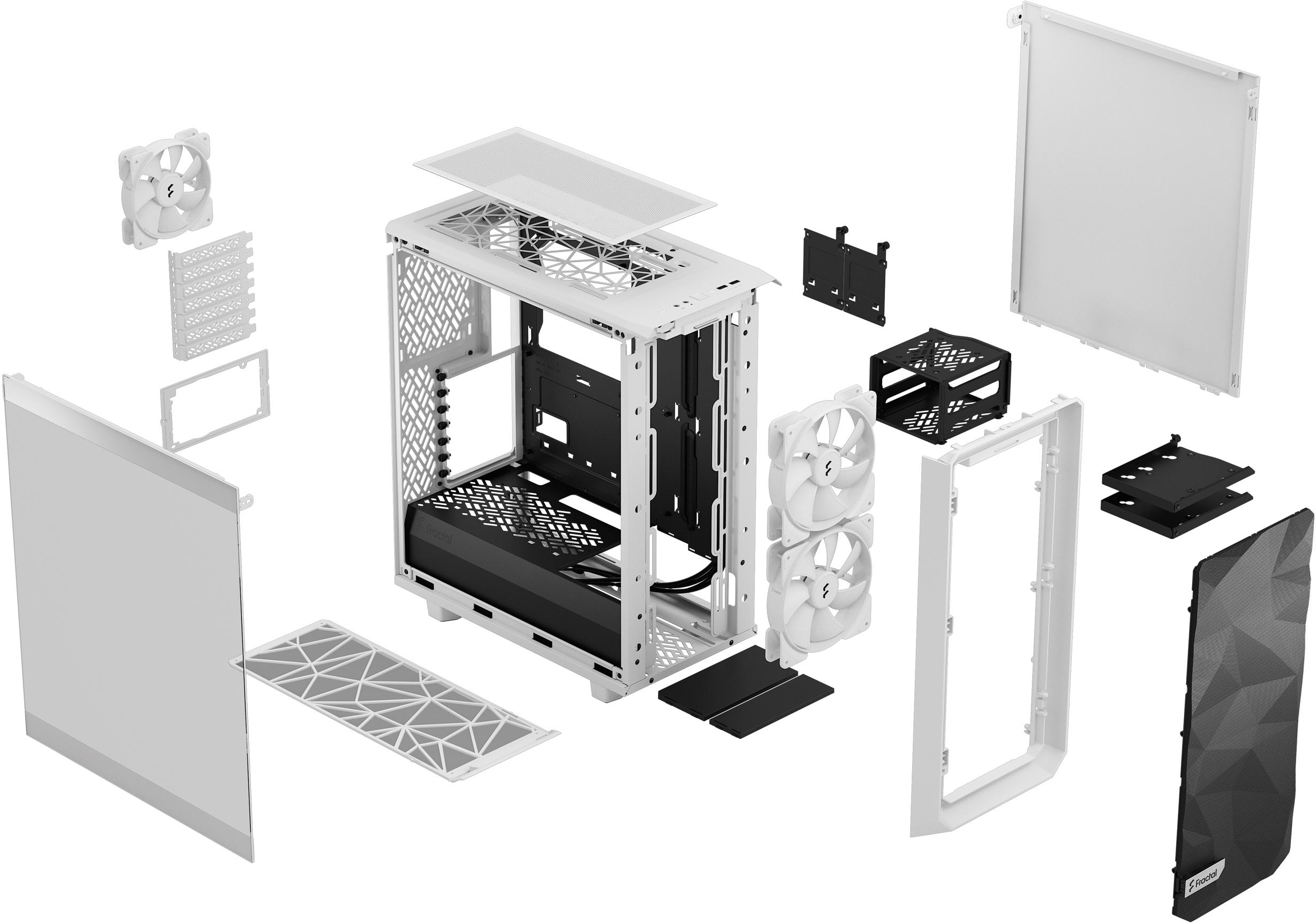 Fractal Design - Torre ATX Fractal Design Meshify 2 Compact Lite White TG Clear