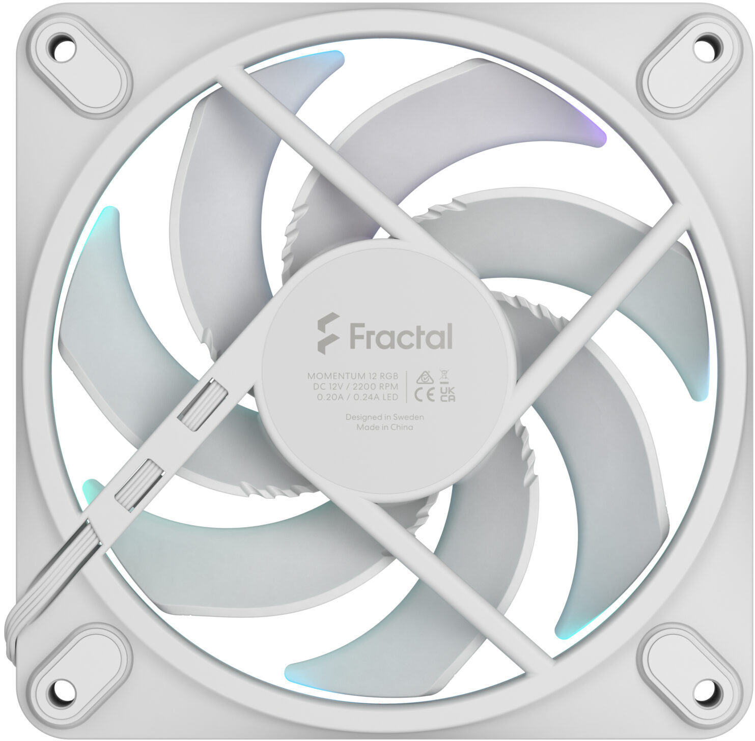 Fractal Design - Ventilador Fractal Design Momentum 12 120mm 2200RPM 8 Pinos RGB Blanca