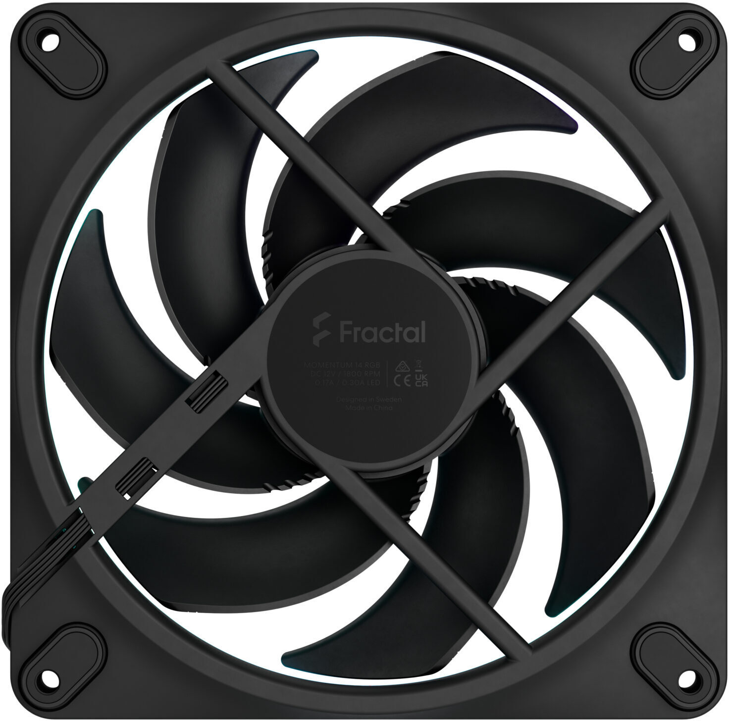 Fractal Design - Ventoinha Fractal Design Momentum 14 140mm 1800RPM 8 Pinos RGB Negro