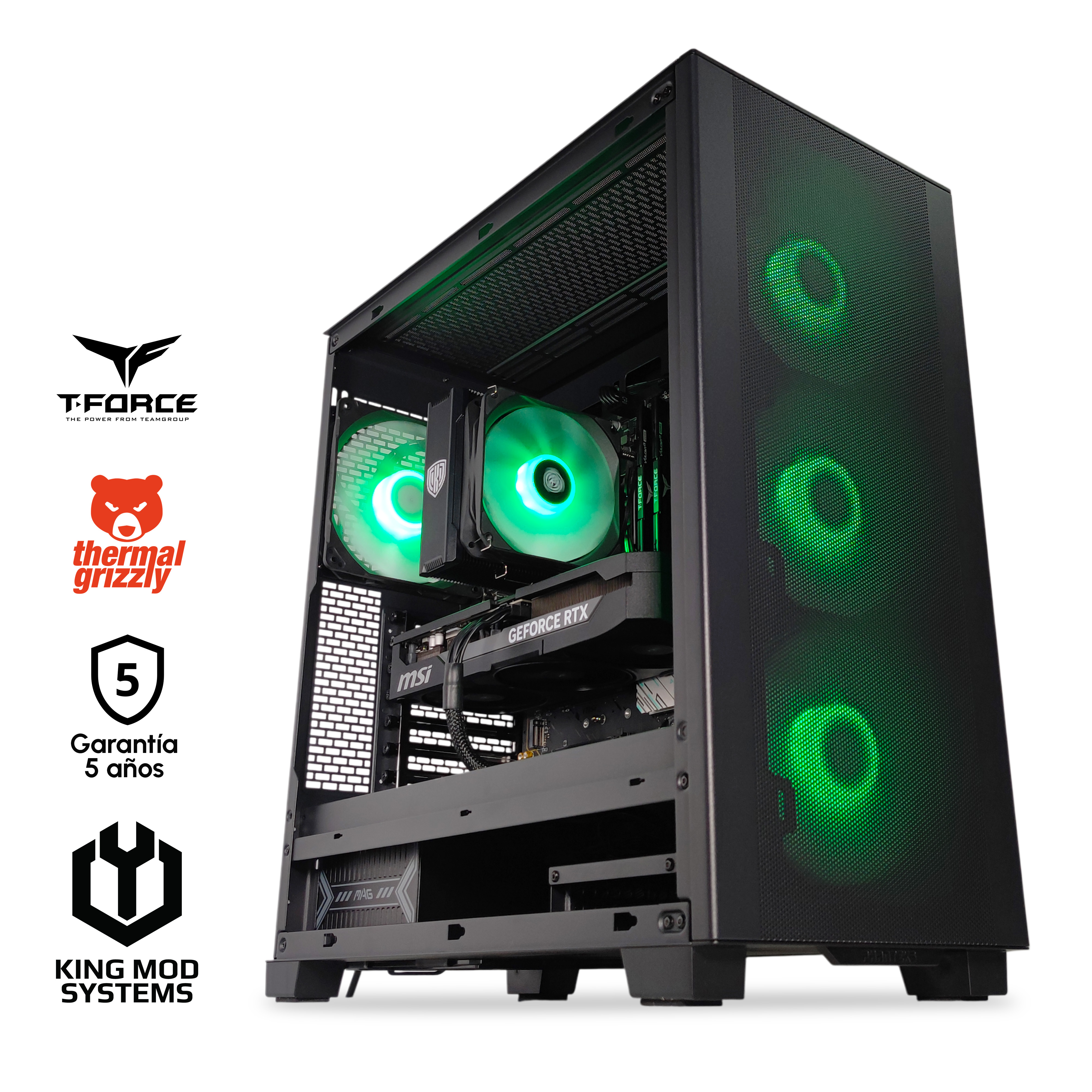 Ordenador King Mod Gamer-PC Mach 5G Ryzen 5 7600X3D 32GB DDR5 2TB RTX 5070 Ti WiFi W11