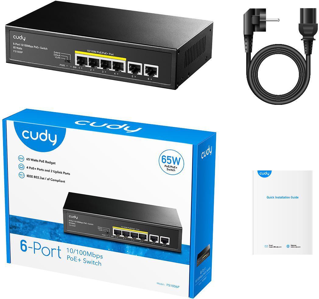 Cudy - Switch Cudy FS106P 6 Portas 10/100Mbps UnManaged PoE+