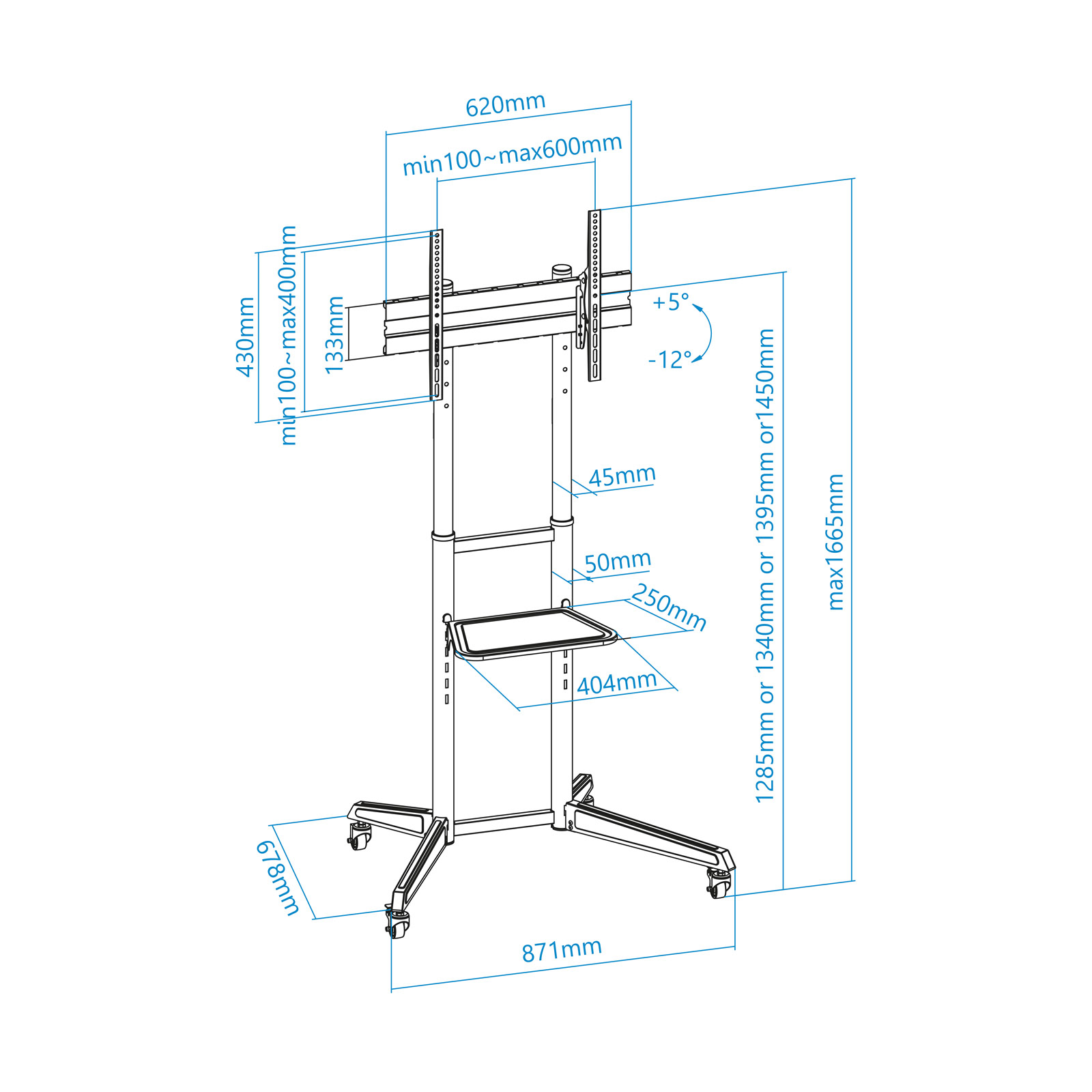 Tooq - Soporte Móvil Tooq RAMSÉS 37" a 70" Max 50Kg Negro