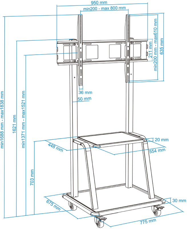 Tooq - Soporte Móvel Tooq Tilt Ajustable 37" a 100" Max. 150kg Negro