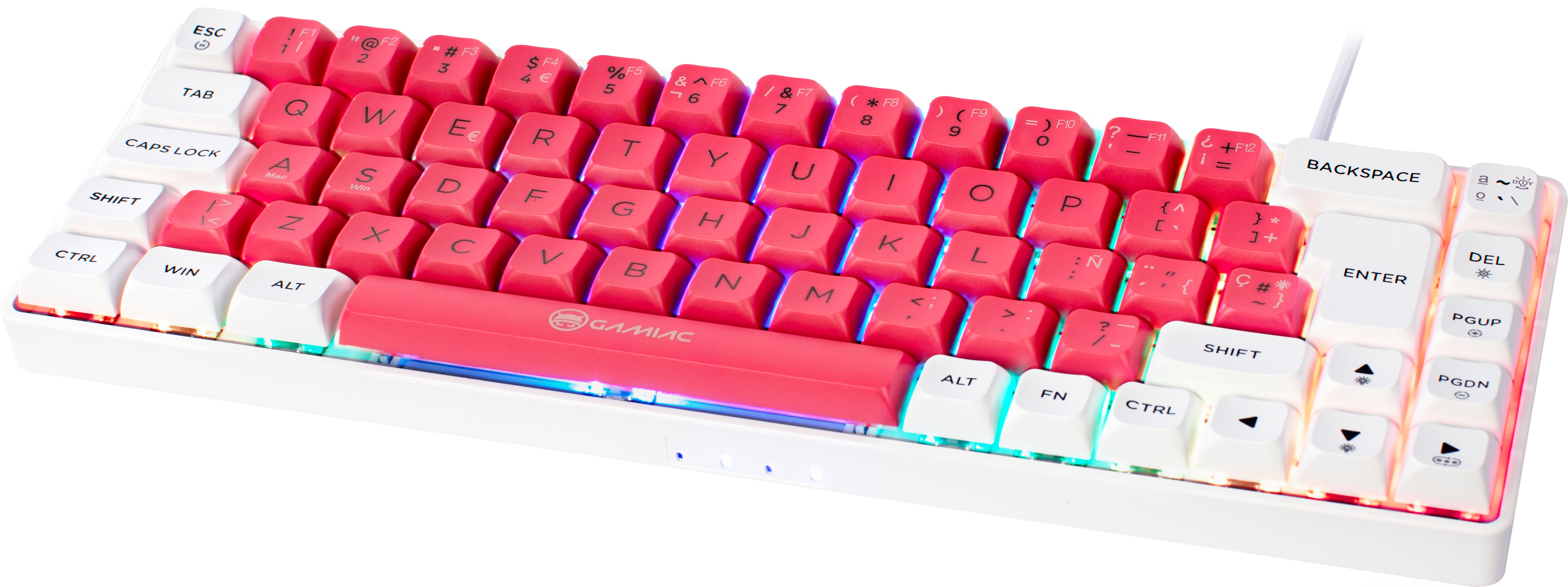 GAMIAC - Teclado GAMIAC TKL69G SF, Kailh Red, Blanco/Rosa - Mecánico (ES)