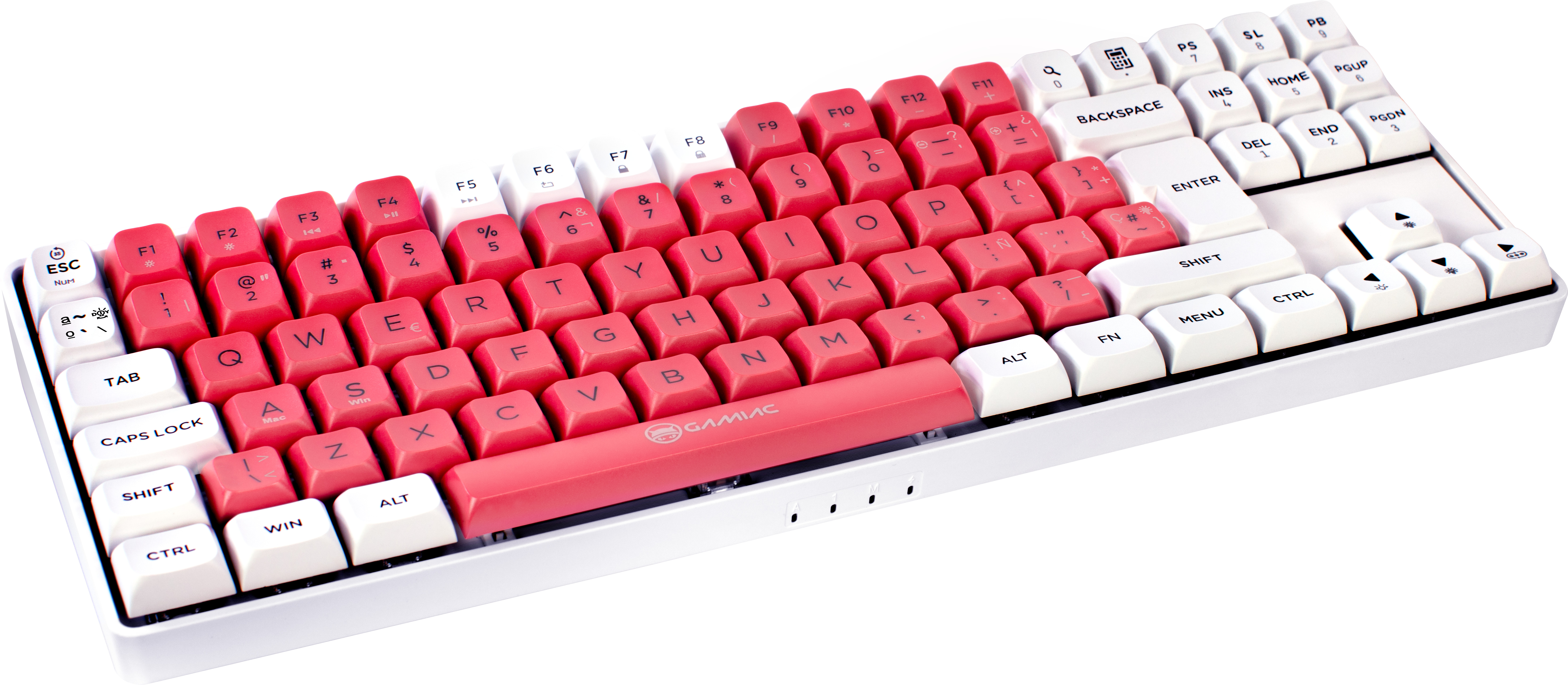 GAMIAC - Teclado GAMIAC TKL90G, Kailh Red, Blanco/Rosa - Mecánico (ES)