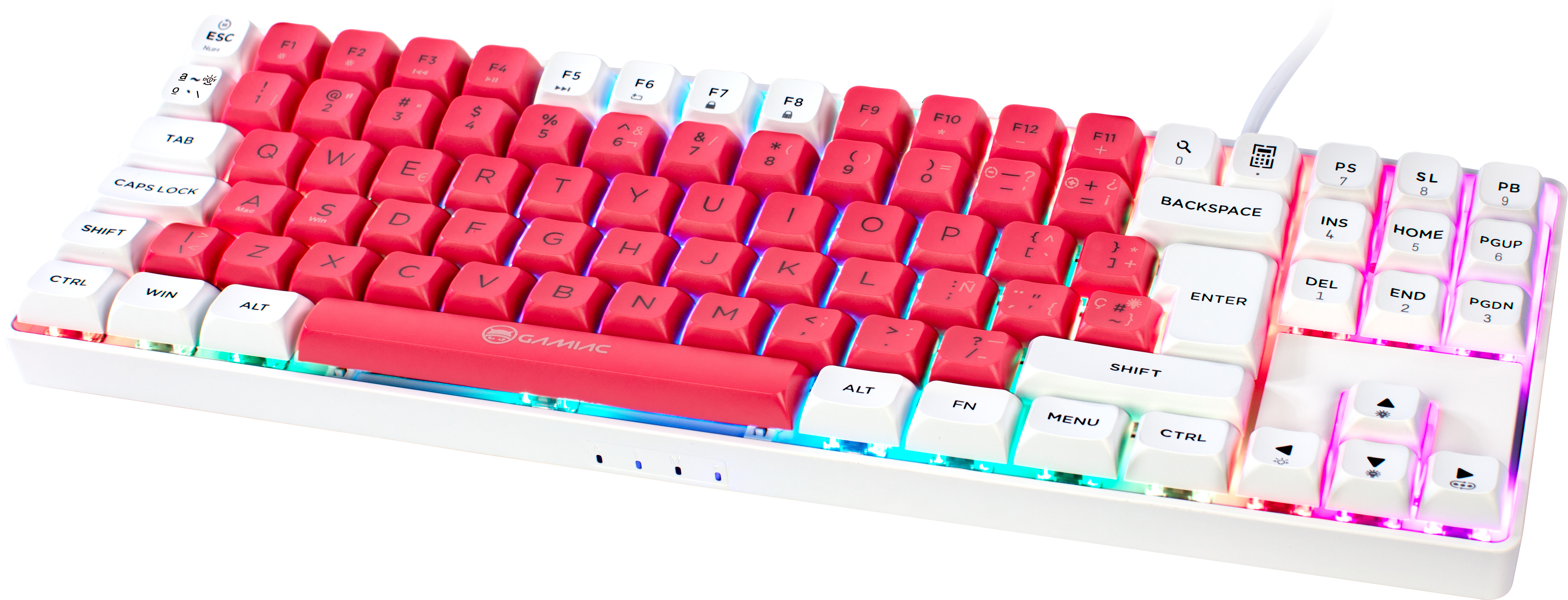 GAMIAC - Teclado GAMIAC TKL90G, Kailh Red, Blanco/Rosa - Mecánico (ES)