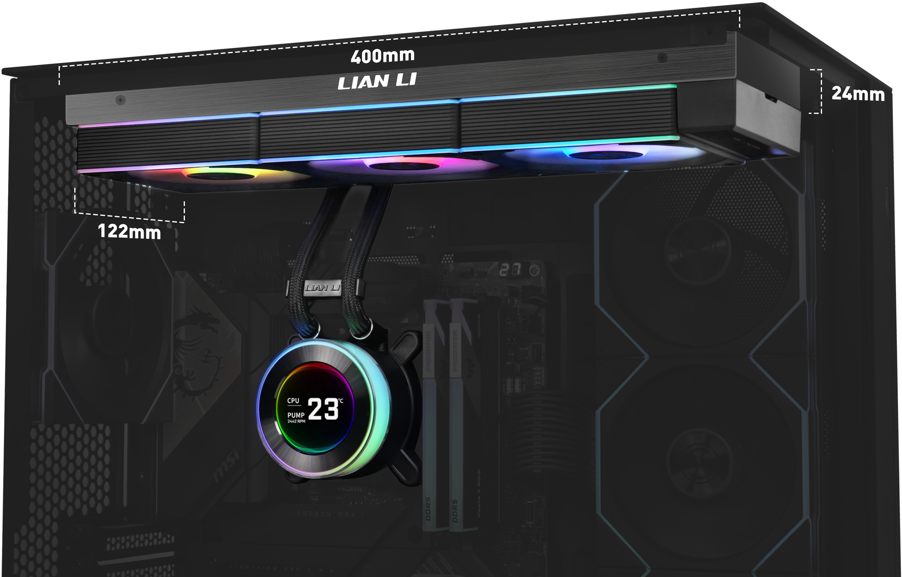 Lian Li - Kit Refrigeración Líquida CPU AIO Lian Li HydroShift II LCD 360R Negro - 360mm
