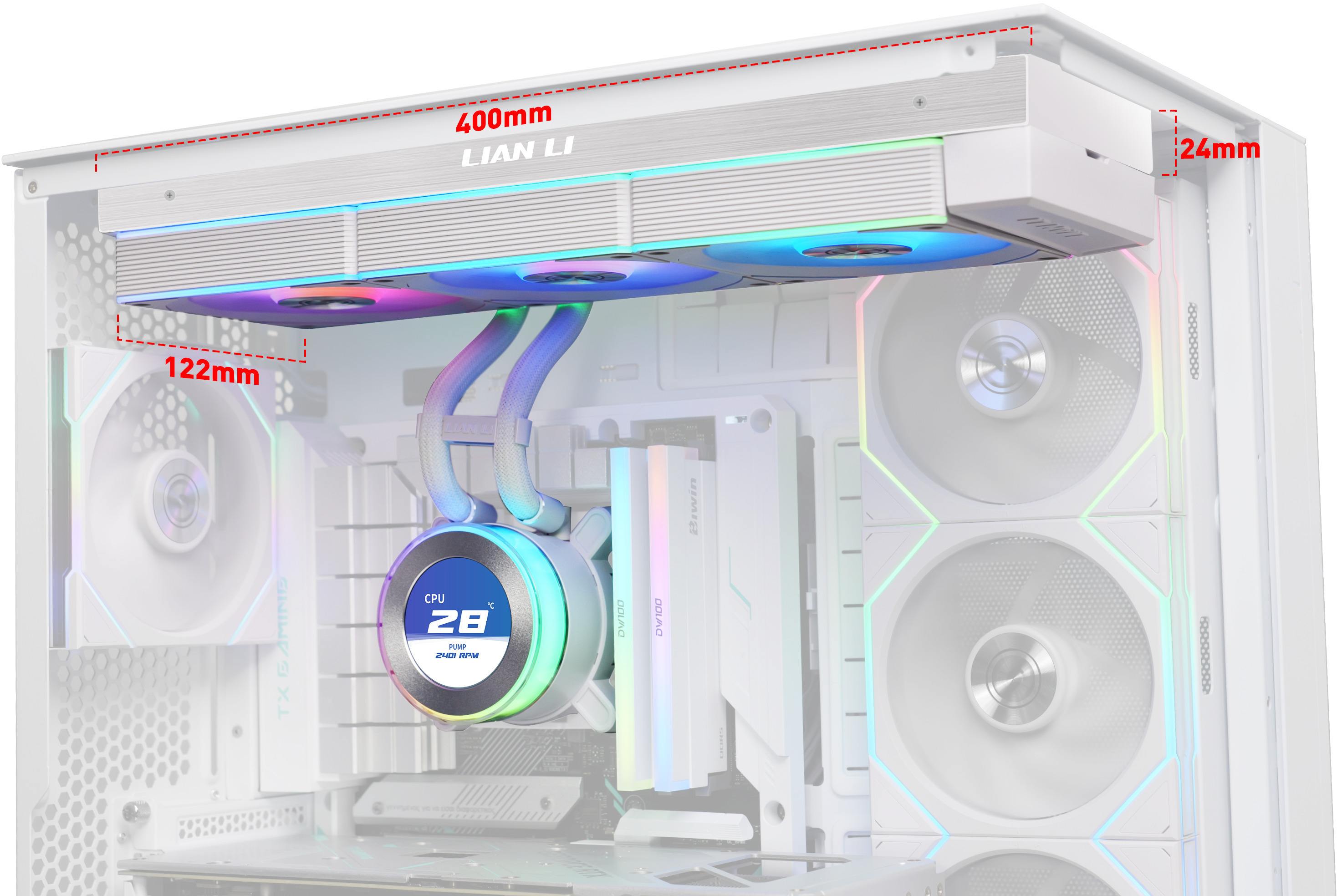 Lian Li - Kit Refrigeración Líquida CPU AIO Lian Li HydroShift II LCD 360R Blanco - 360mm