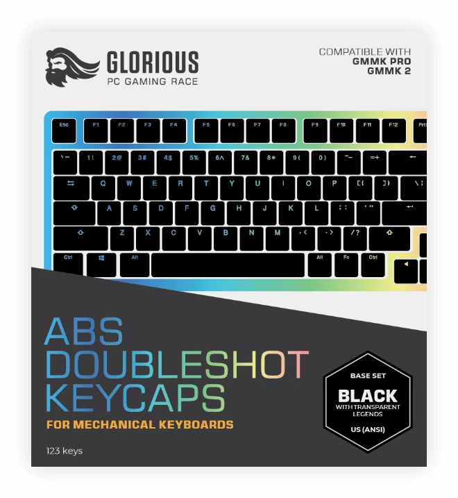 Glorious - Juego de 123 Teclas Glorious ABS Doubleshot V2 Negro (US ANSI)