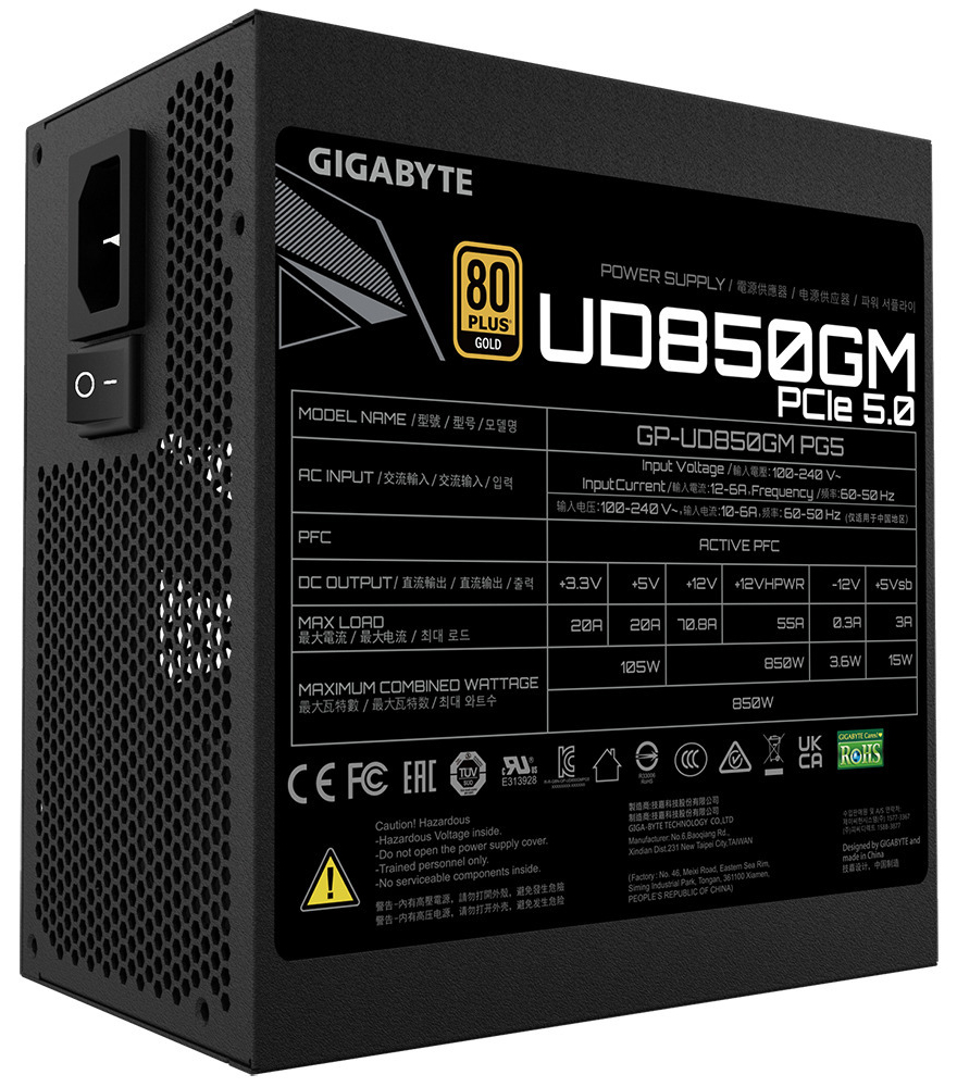 Gigabyte - Fuente de Alimentación Gigabyte Aorus GP-UD850GM 850W 80+ Gold Modular PCIE 5.0