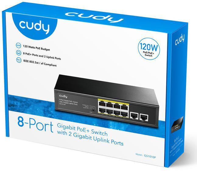 Cudy - Switch Cudy GS1010P 8 Portas 10/100/1000Mbps UnManaged 2 Gigabit Uplink Ports