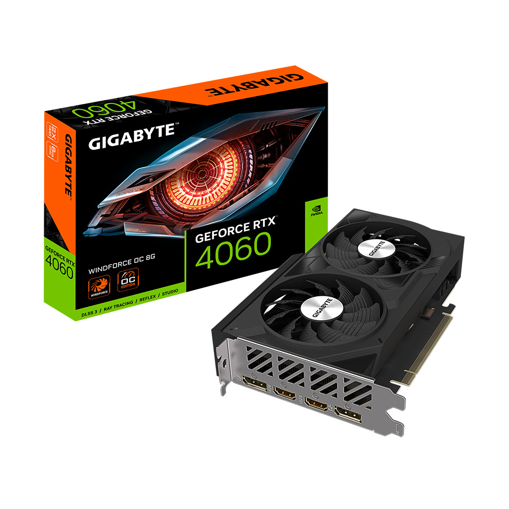 Gigabyte - Tarjeta Gráfica Gigabyte GeForce® RTX 4060 WindForce OC 8GB GDDR6 DLSS3