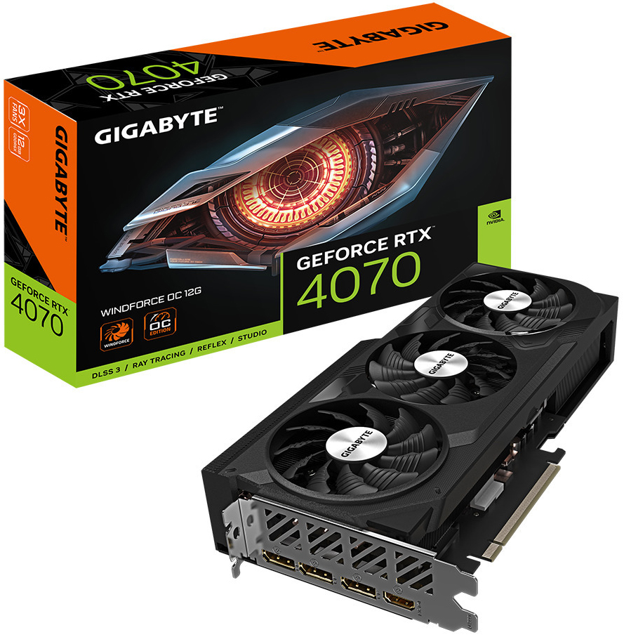 Gigabyte - Tarjeta Gráfica Gigabyte GeForce® RTX 4070 WindForce OC 12GB GD6X DLSS3