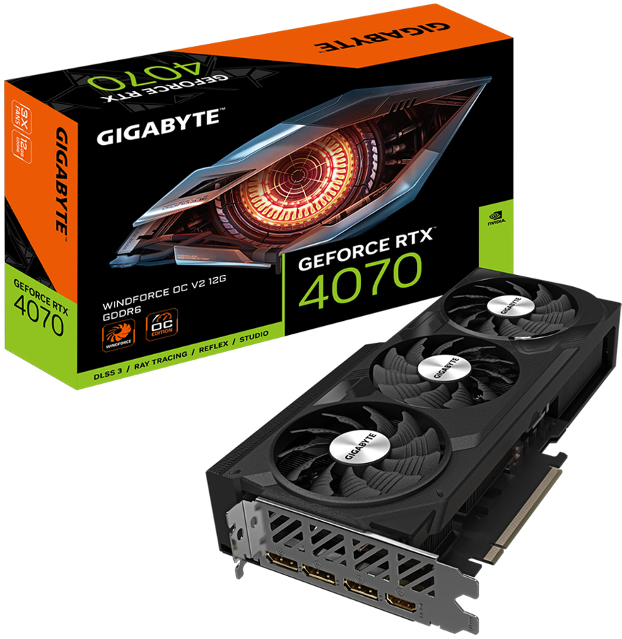 Tarjeta Gráfica Gigabyte GeForce® RTX 4070 WindForce OC V2 12GB GDDR6X DLSS3