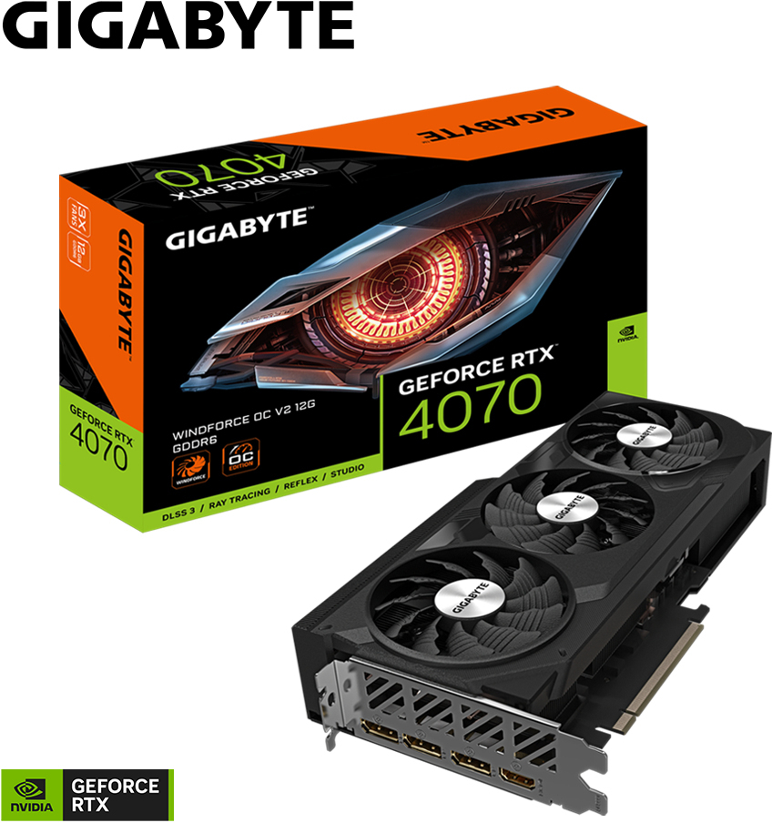 Gigabyte - Tarjeta Gráfica Gigabyte GeForce® RTX 4070 WindForce OC V2 12GB GDDR6X DLSS3