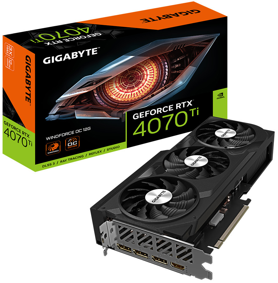 Gigabyte - Tarjeta Gráfica Gigabyte GeForce® RTX 4070 Ti WindForce OC 12GB GD6X DLSS3