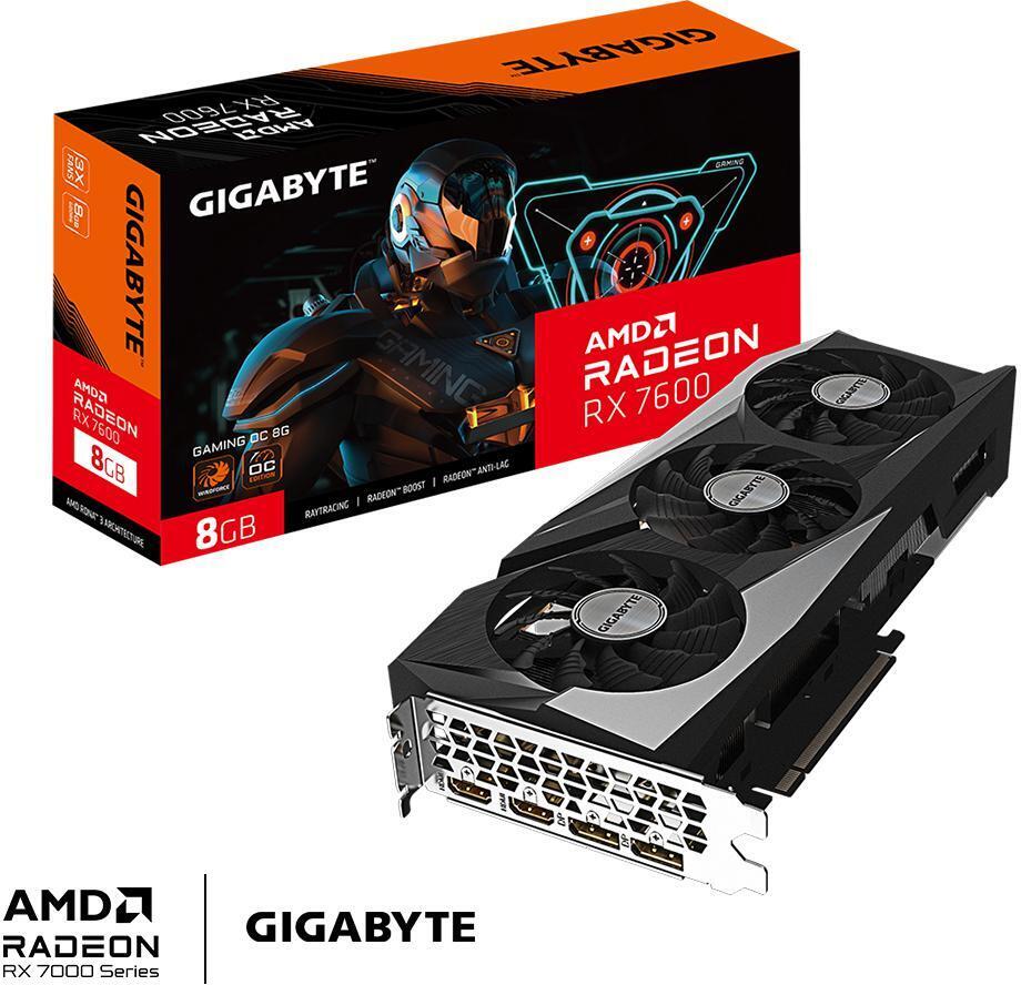 Gigabyte - Tarjeta Gráfica Gigabyte Radeon RX 7600 Gaming OC 8GB GDDR6