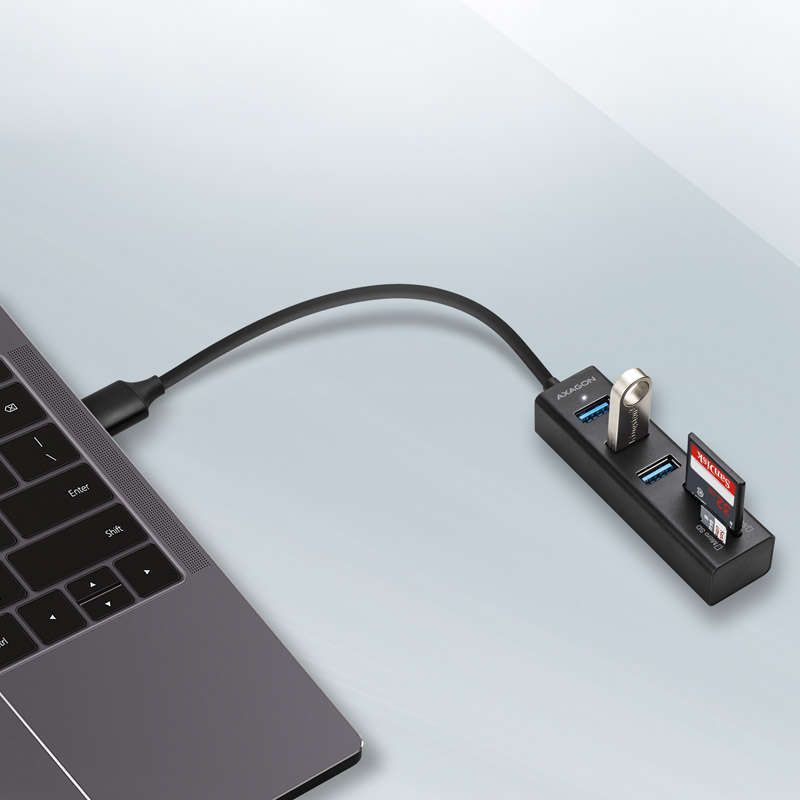 AXAGON - HUB USB AXAGON HMA-CR3A 3x USB-A + SD/microSD, USB3.2 Gen 1 hub, metalico