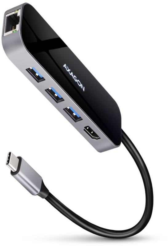 AXAGON - Multiport-Hub AXAGON HMC-6GL USB-Hub, 3x USB-3.0, 1x RJ-45, 1x HDMI