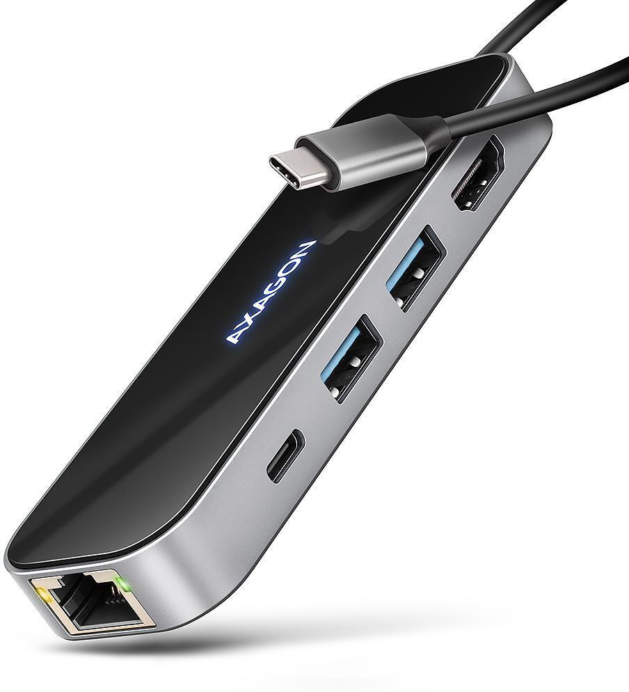 Multiport-Hub AXAGON HMC-6GLN 2x USB-A 5Gbps, 1x USB-C 5Gbps, 4K/60Hz HDMI, RJ-45, USB 3.2 Gen 1 hub, PD 100W, 20cm USB-C cable